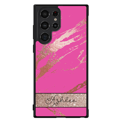 Pink and Gold Marble Personalized Samsung Phone Case