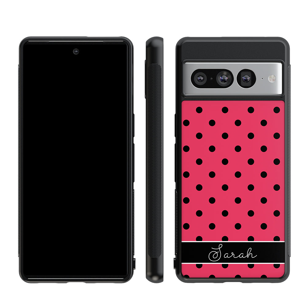 Pinkish Red Polka Dot Black Personalized | Google Phone Case