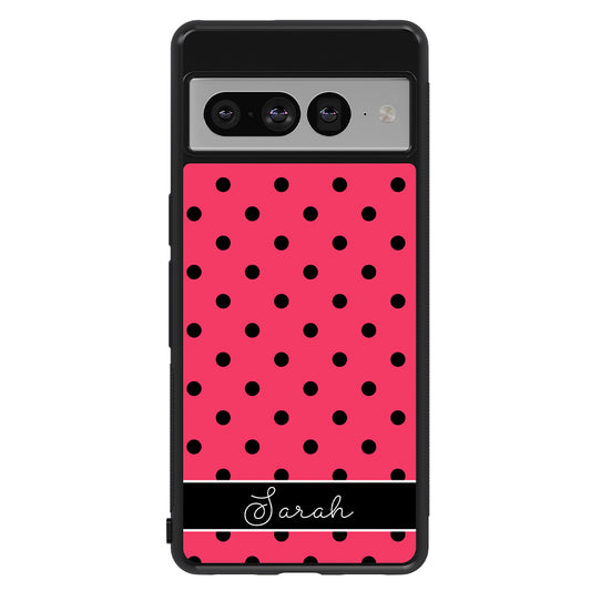 Pinkish Red Polka Dot Black Personalized Google Phone Case