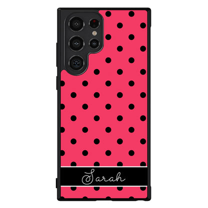 Pinkish Red Polka Dot Black Personalized Samsung Phone Case