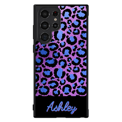 Leopard Skin Purple and Blue Gold Foil Personalized Samsung Phone Case