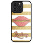 Red Glitter Lips Gold Bars Personalized | Apple iPhone Case