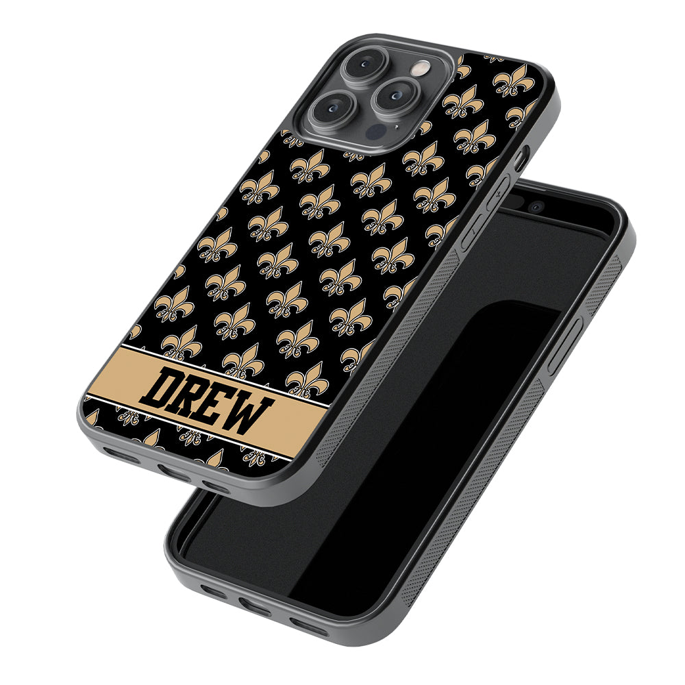 Black and Gold Fleur De Lis Personalized Apple iPhone Case