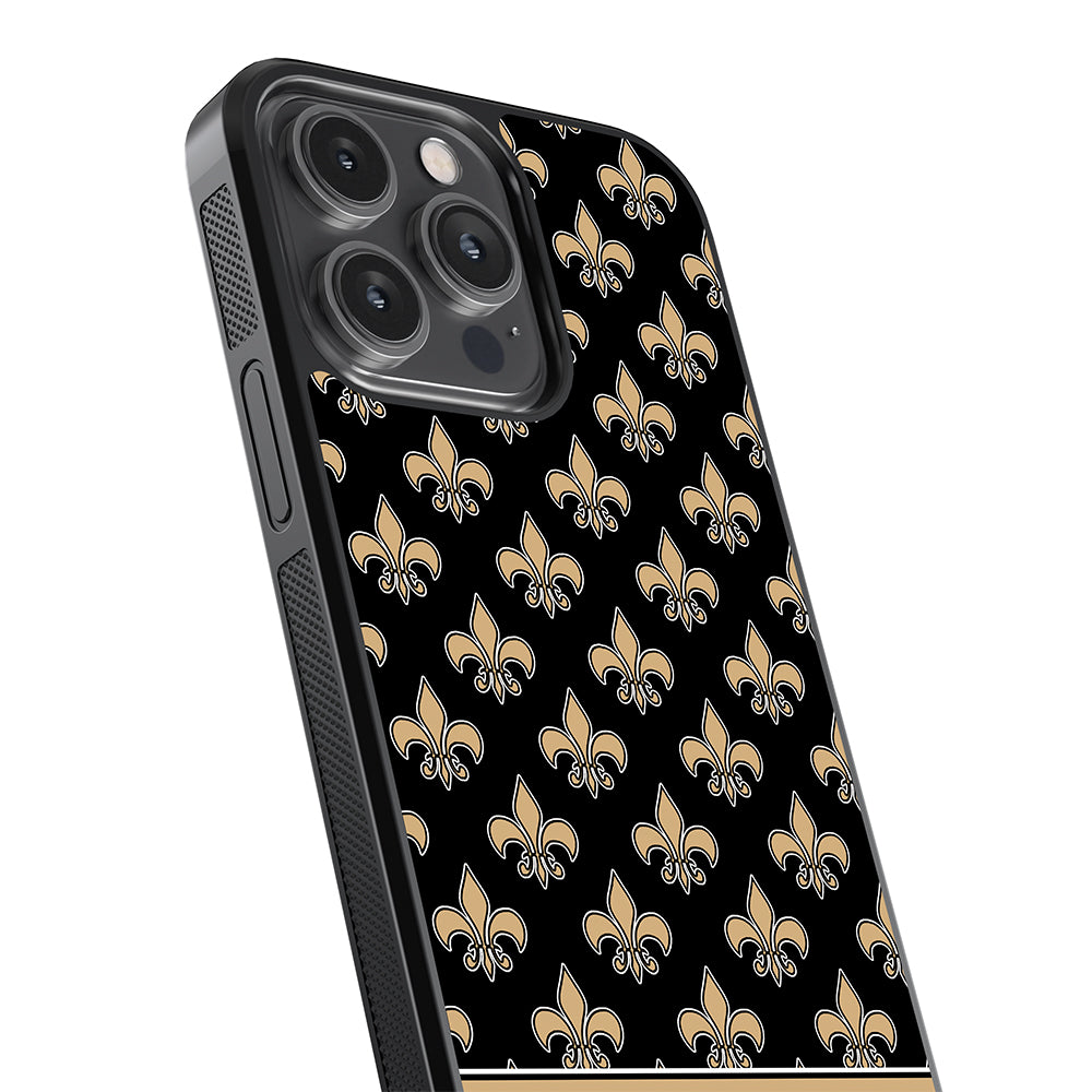 Black and Gold Fleur De Lis Personalized Apple iPhone Case