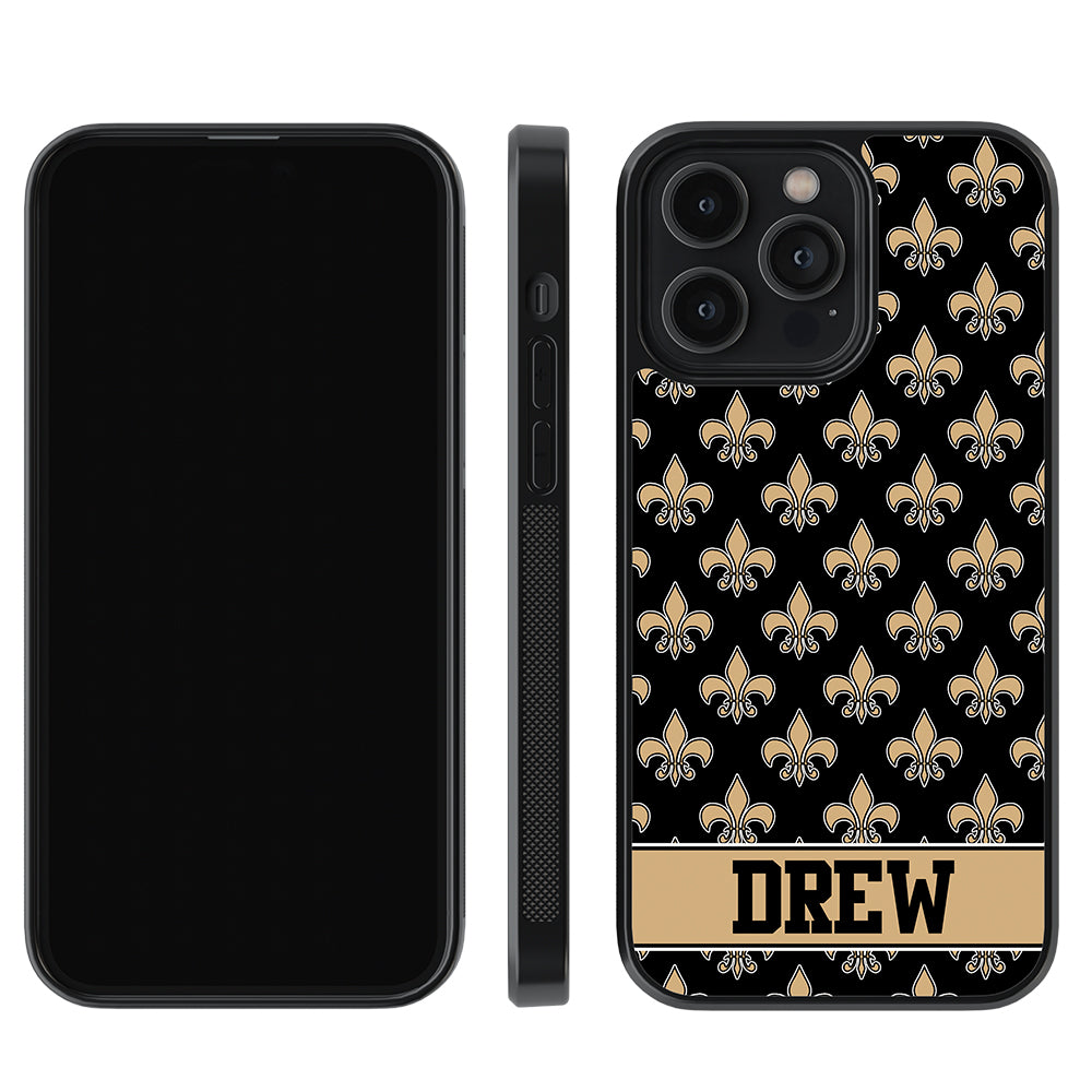 Black and Gold Fleur De Lis Personalized Apple iPhone Case