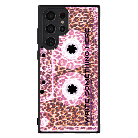 Leopard Skin Pink Clear Cassette Tape Personalized | Samsung Phone Case