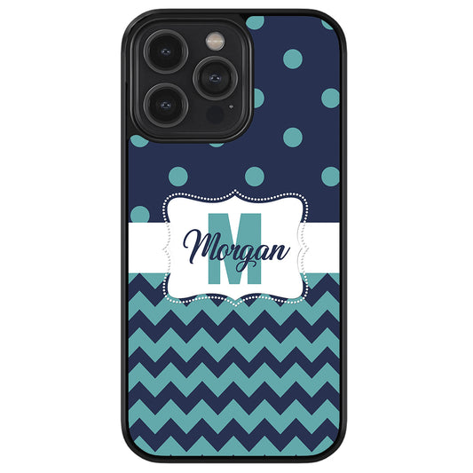 Dachshund Pink and Blue Chevron Personalized