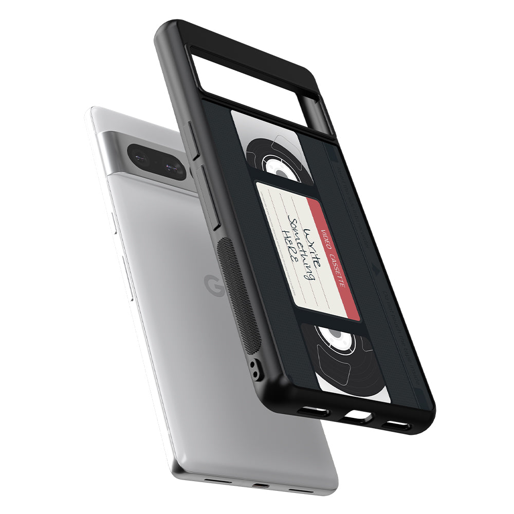 VHS Video Cassette Tape Black and Red Personalized | Google Phone Case