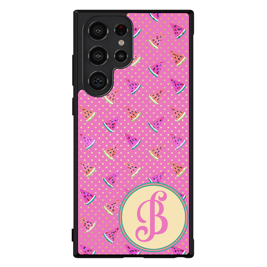 Pink Watermelon Initial Samsung Phone Case