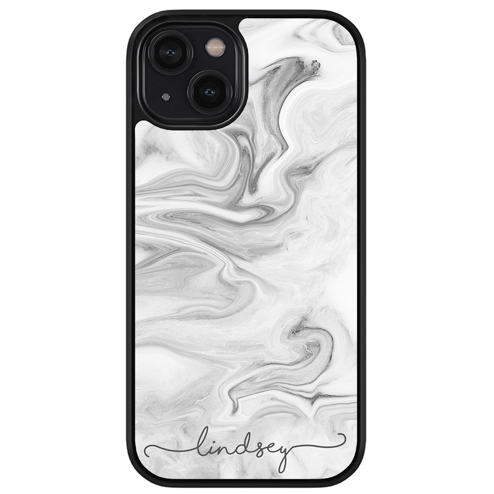 White Marble Script Personalized | Apple iPhone Case