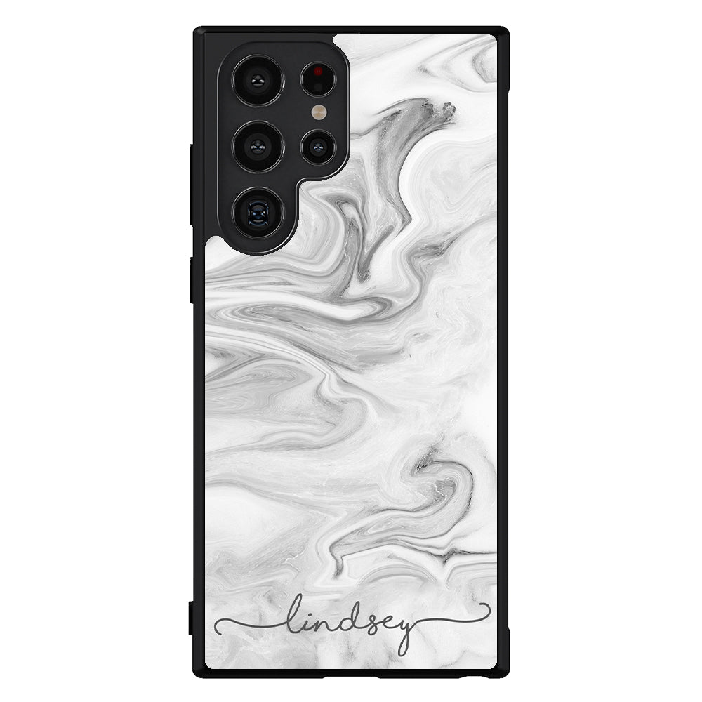 White Marble Script Personalized Samsung Phone Case