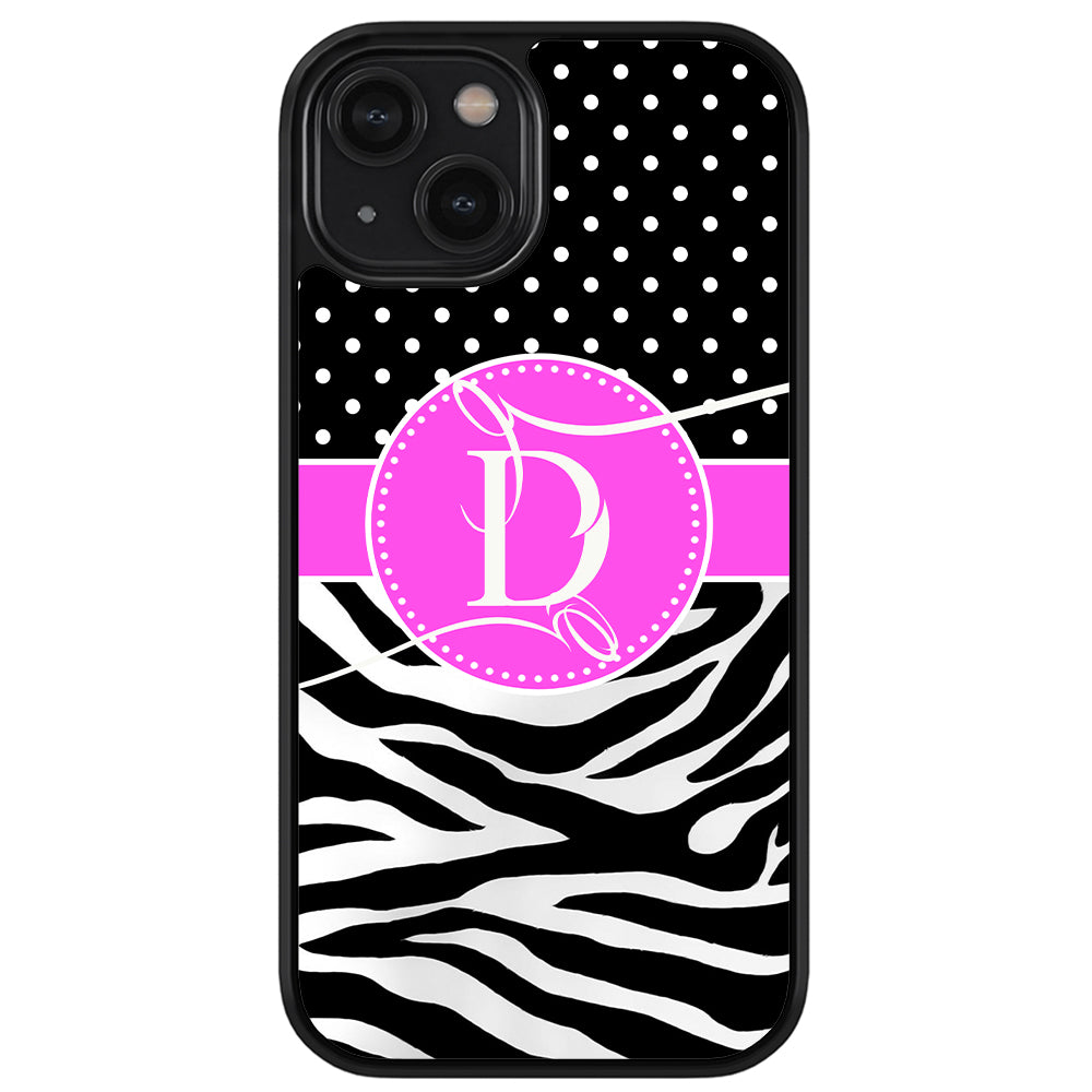 Zebra and Polka Dot Initial Apple iPhone Case