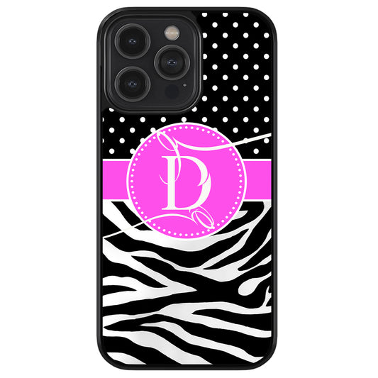 Zebra and Polka Dot Initial Apple iPhone Case