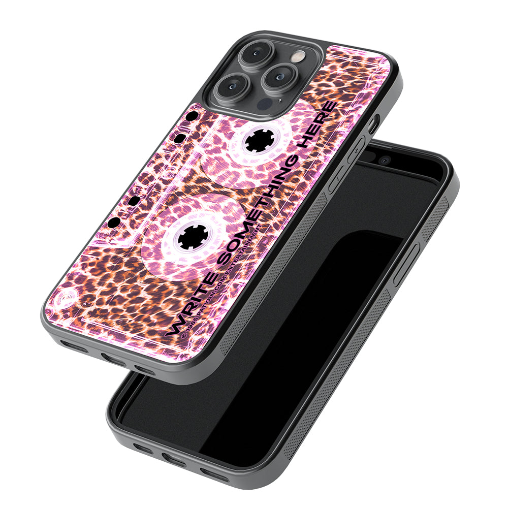 Leopard Skin Clear Pink Cassette Tape Personalized | Apple iPhone Case