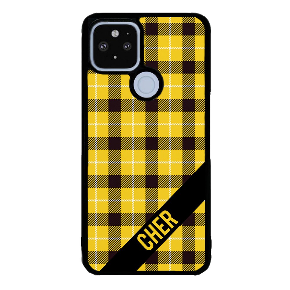 90s Yellow Plaid As If Retro Personalized | Google Phone Case