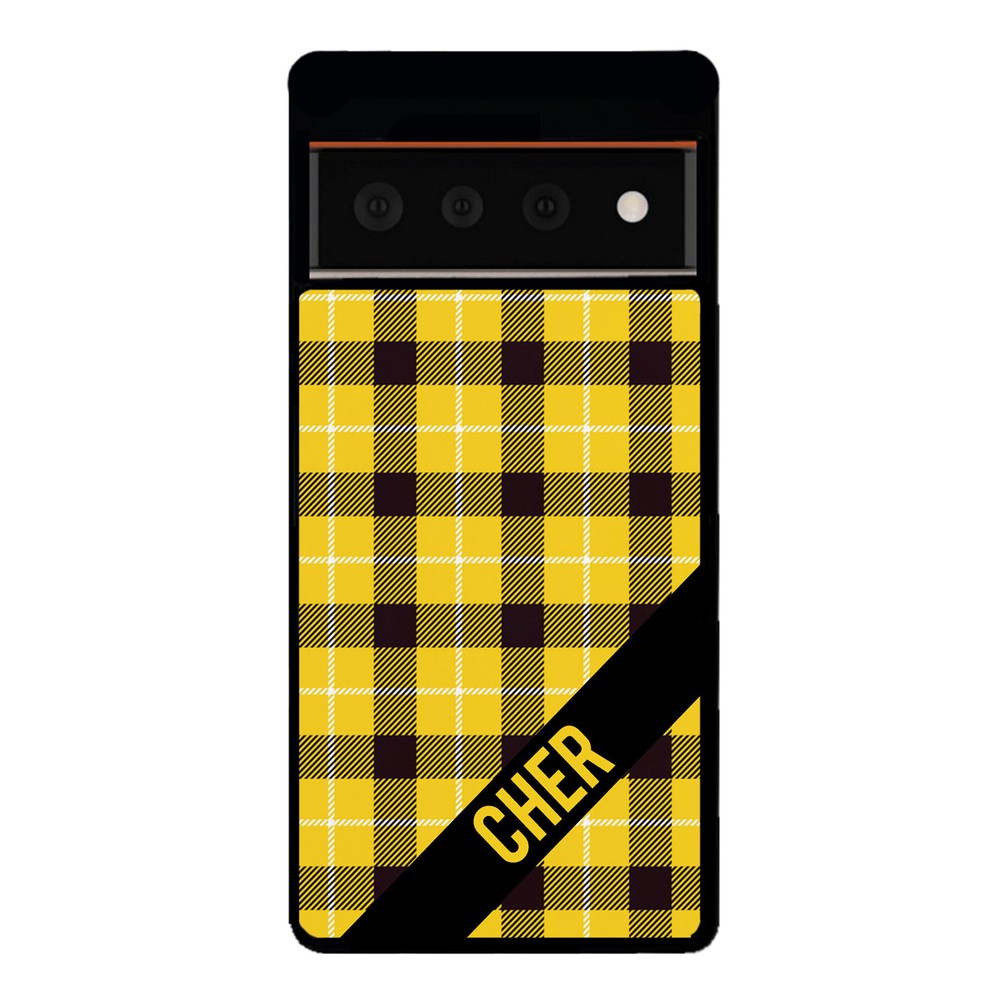 90s Yellow Plaid As If Retro Personalized | Google Phone Case