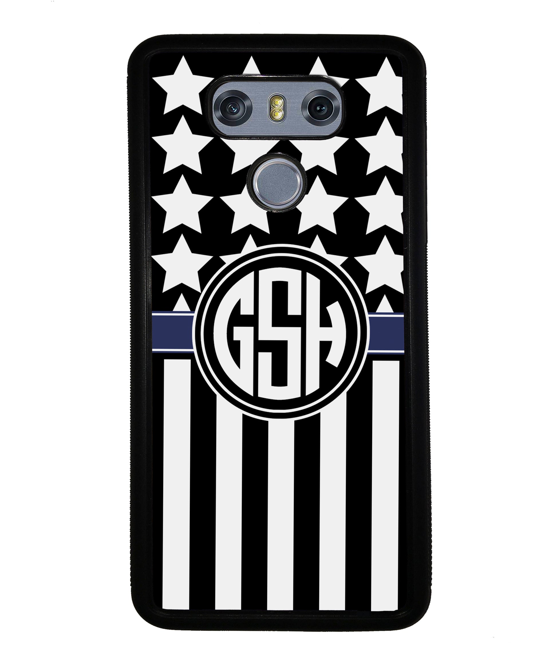 American Flag Cop Blue Line Circle Monogram | LG Phone Case
