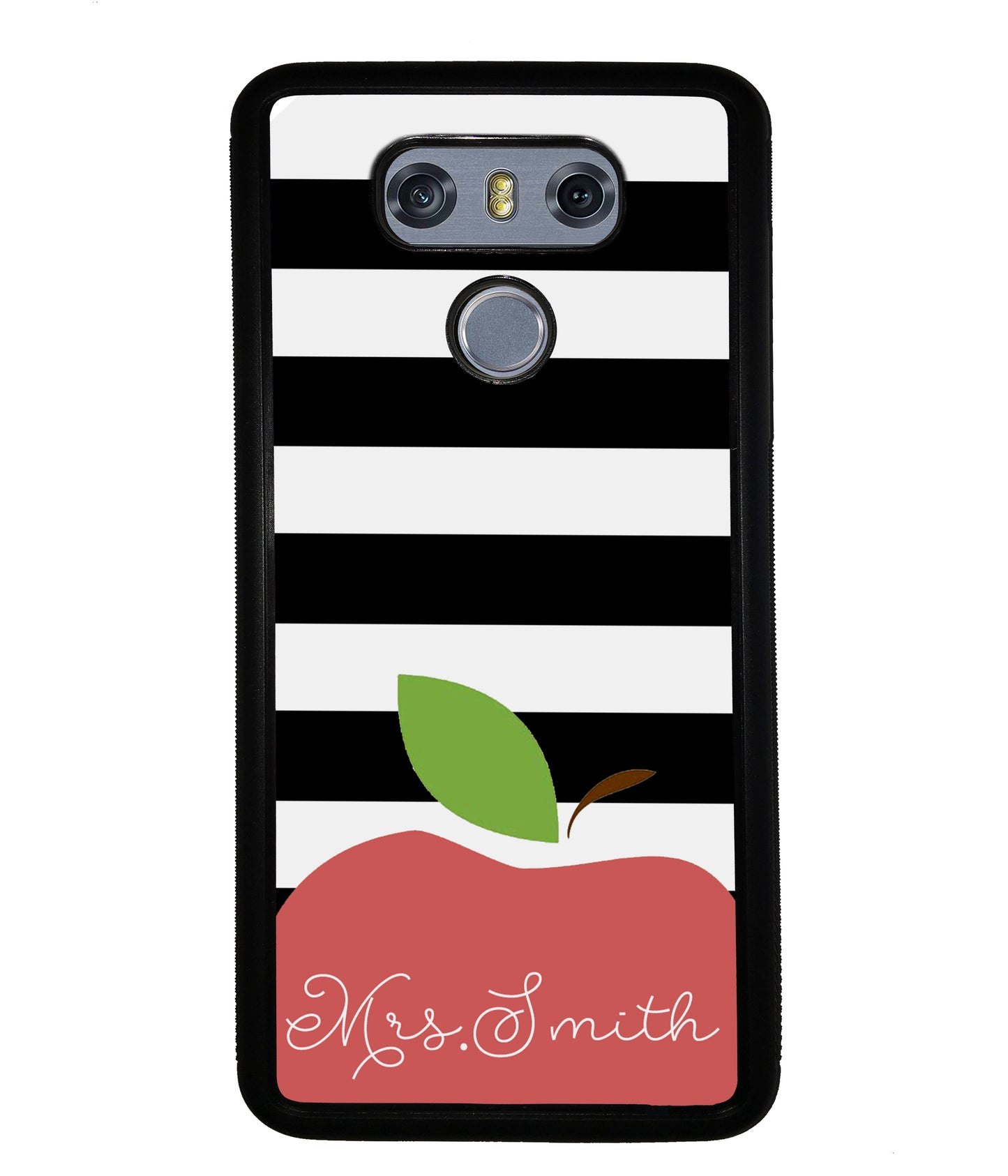Teachers Appreciation Gift Apple Black and White Bars Personalized | LG Phone Case