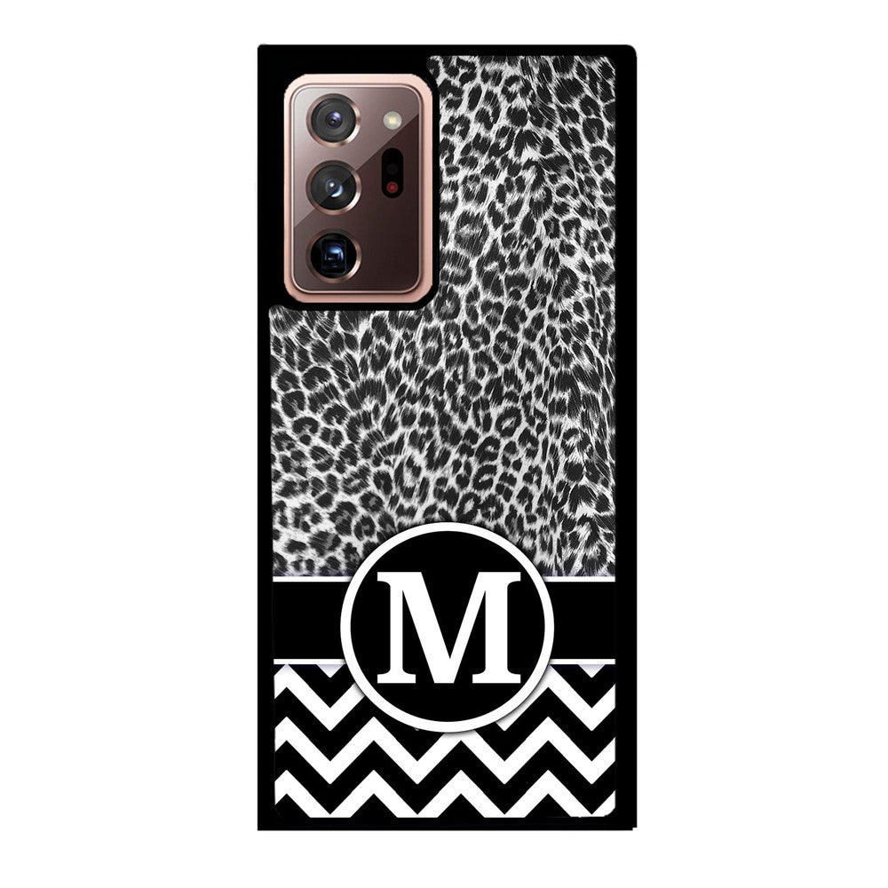 Black and White Leopard Skin Chevron Initial | Samsung Phone Case