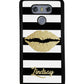 Black White Bars Gold Lips Personalized | LG Phone Case