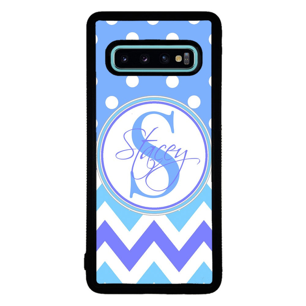Blue Shades Chevron Polkadot Personalized | Samsung Phone Case