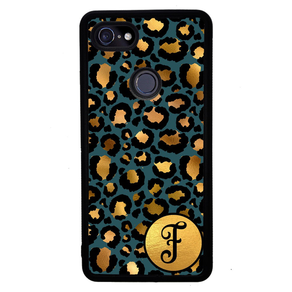 Blue Gold Foil Leopard Skin Personalized | Google Phone Case