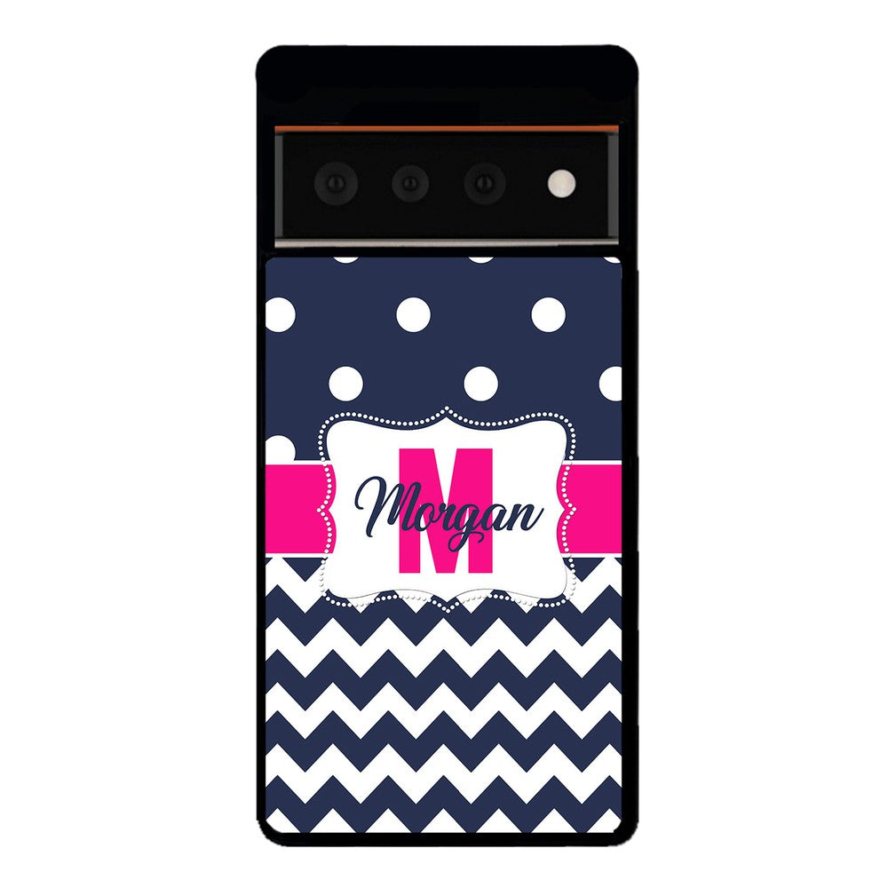Blue Polka Dot Chevron Pink Personalized | Google Phone Case