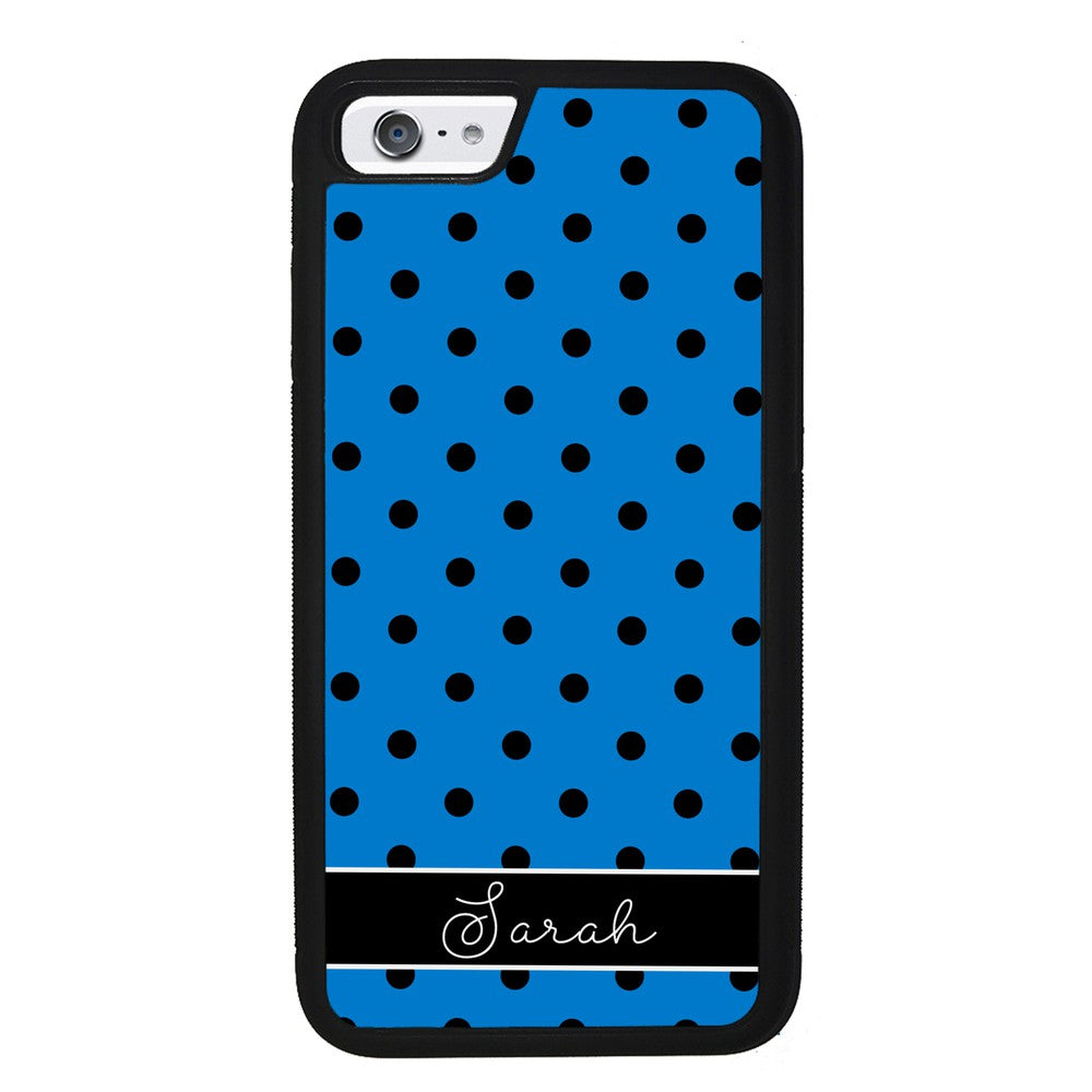 Blue Black Polka Dot Personalized | Apple iPhone Case