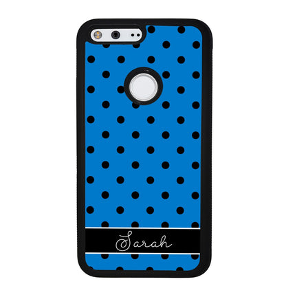 Blue Black Polka Dot Personalized | Google Phone Case
