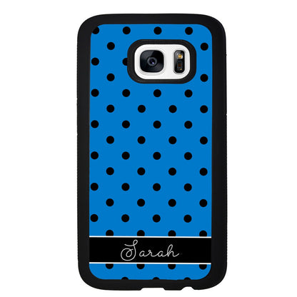 Blue Black Polka Dot Personalized | Samsung Phone Case