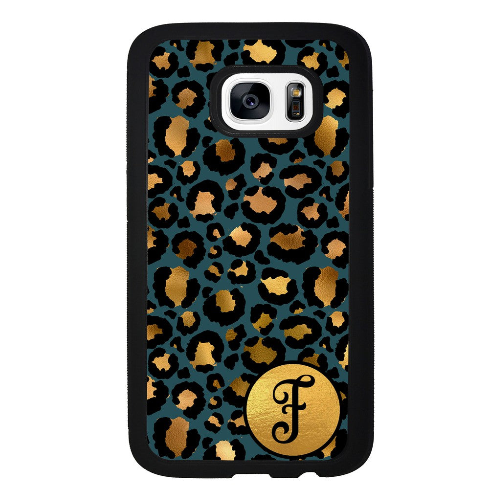 Blue Gold Foil Leopard Skin Personalized | Samsung Phone Case