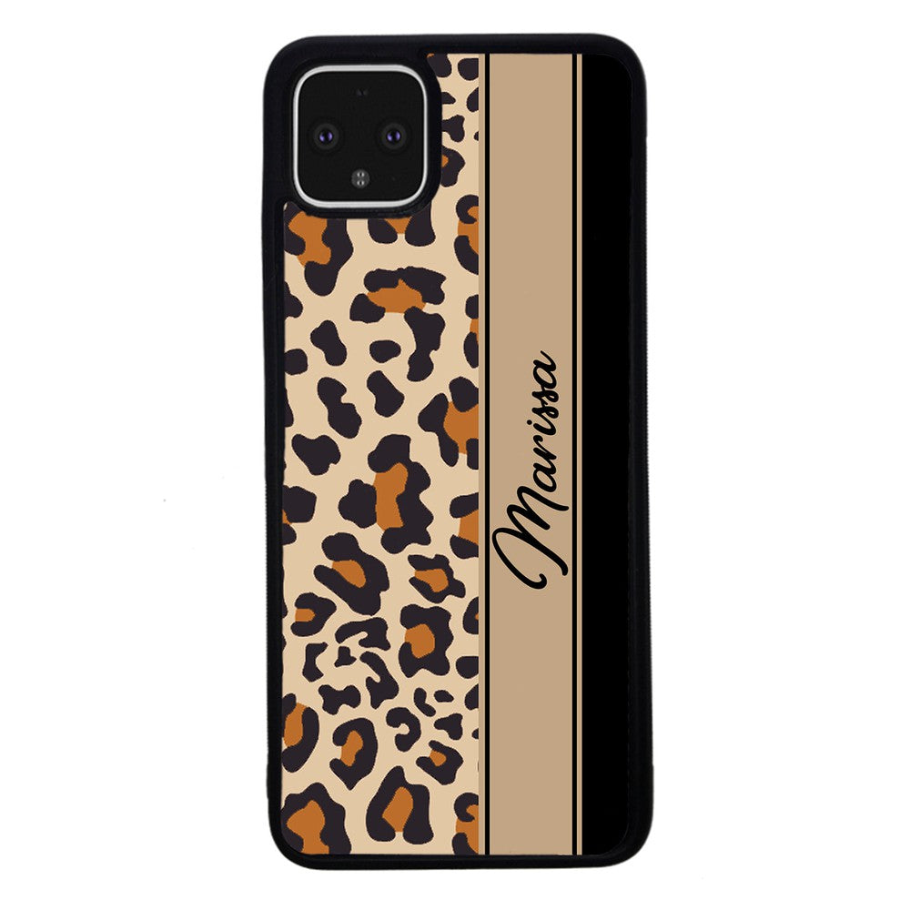 Leopard Skin Brown and Black Personalized | Google Phone Case