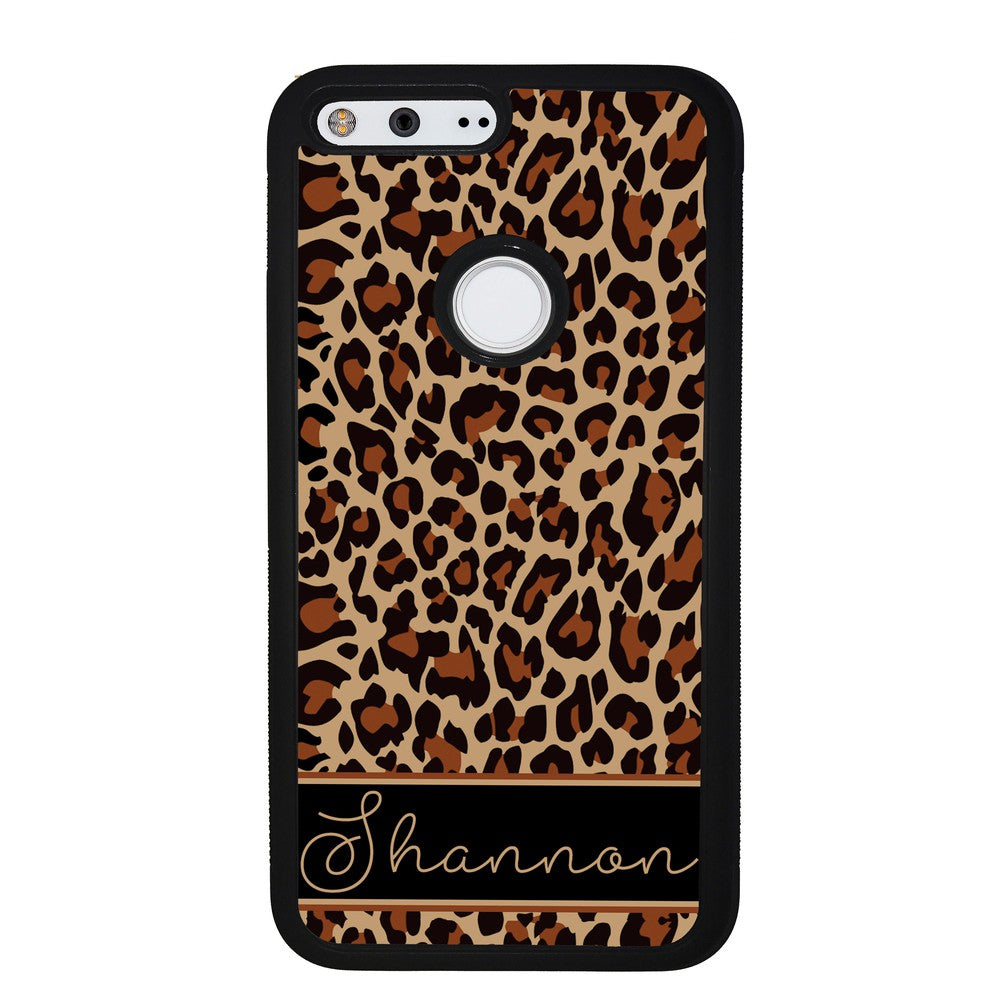 Brown Leopard Skin Personalized | Google Phone Case