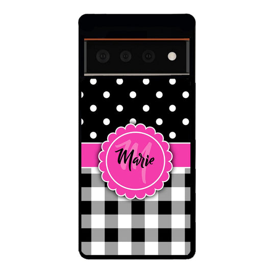 Black Polka Dot Black Plaid Personalized | Google Phone Case