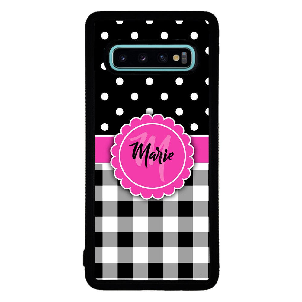 Black Polka Dot Black Plaid Personalized | Samsung Phone Case