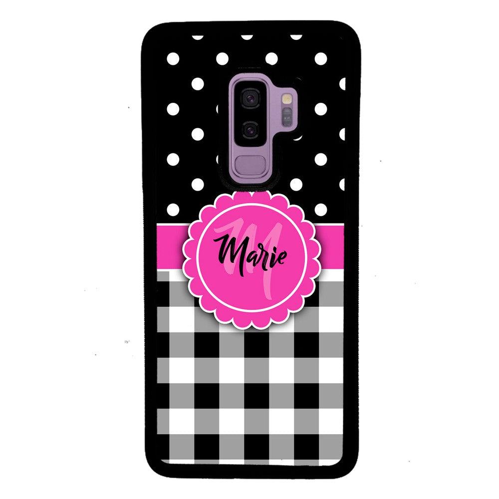 Black Polka Dot Black Plaid Personalized | Samsung Phone Case