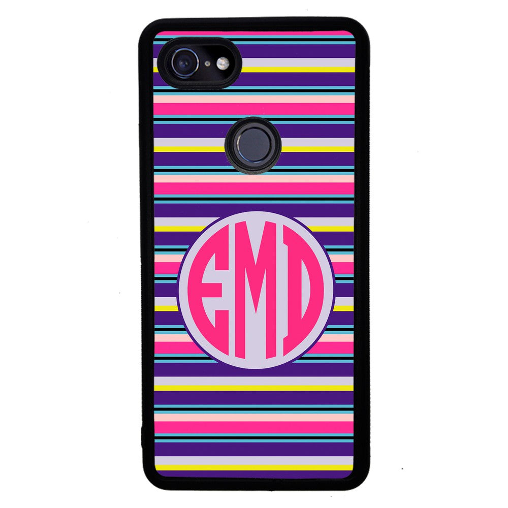 Pink Blue Purple Teal Bar Monogram | Google Phone Case