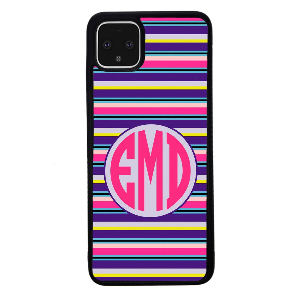 Pink Blue Purple Teal Bar Monogram | Google Phone Case