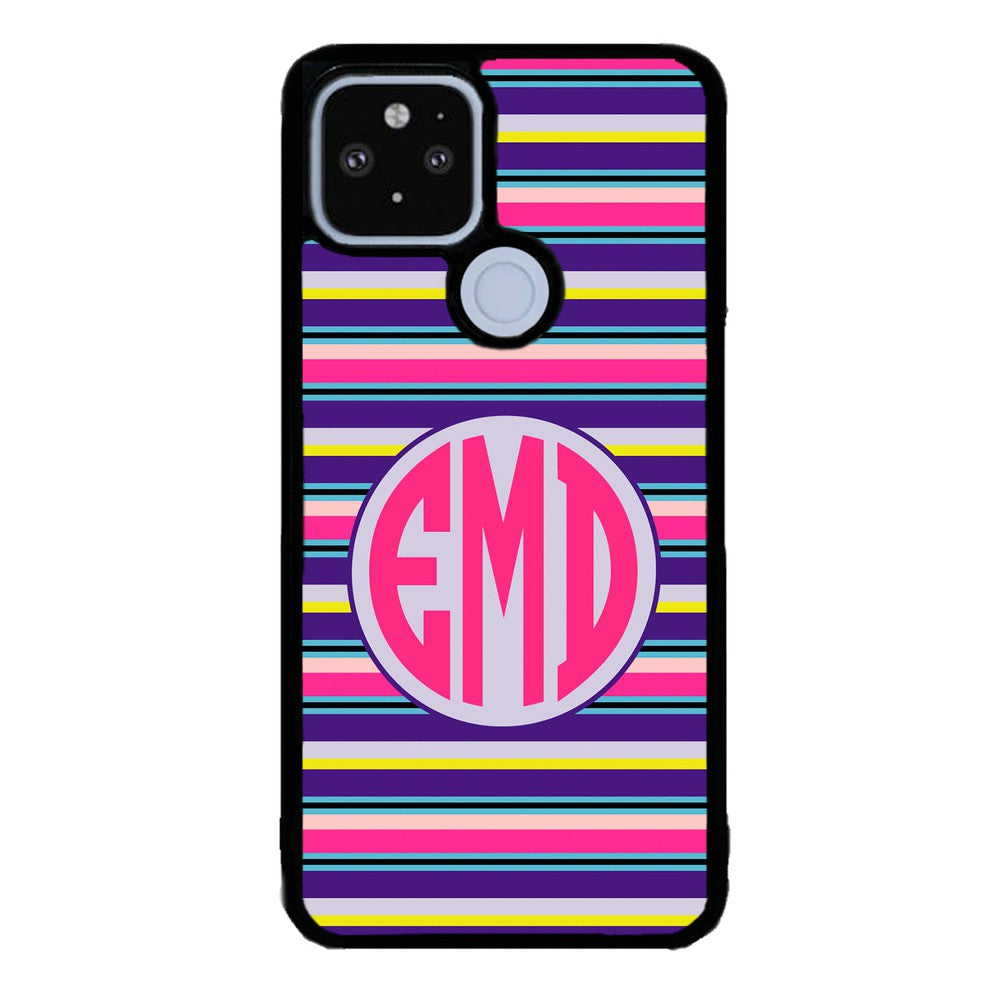 Pink Blue Purple Teal Bar Monogram | Google Phone Case