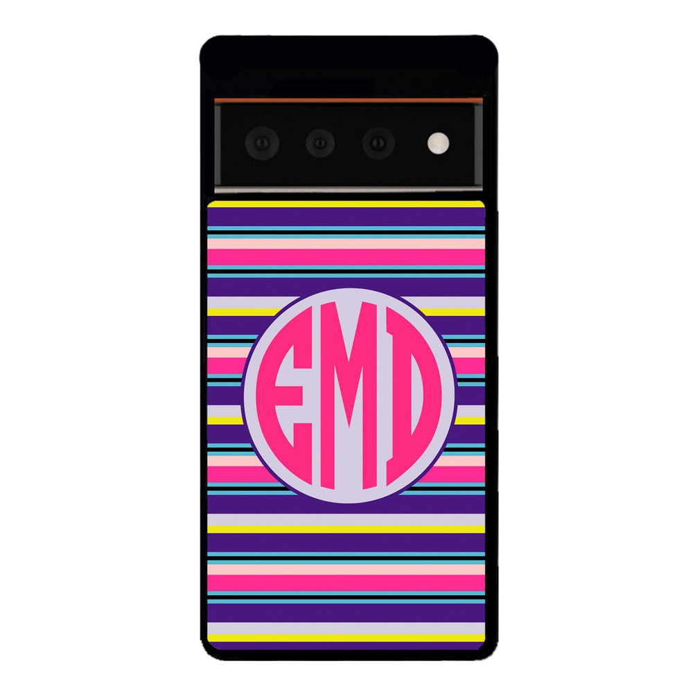 Pink Blue Purple Teal Bar Monogram | Google Phone Case