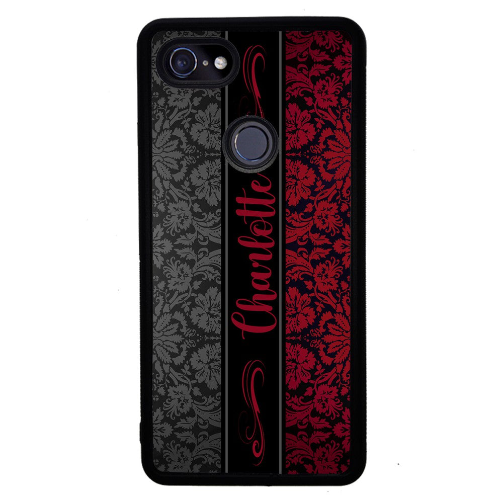 Red and Black Damask Personalized | Google Phone Case
