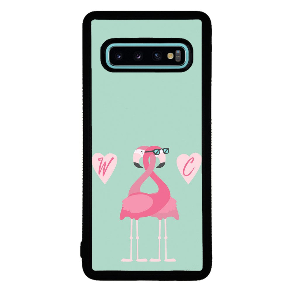 Flamingos In Love Double Initial | Samsung Phone Case