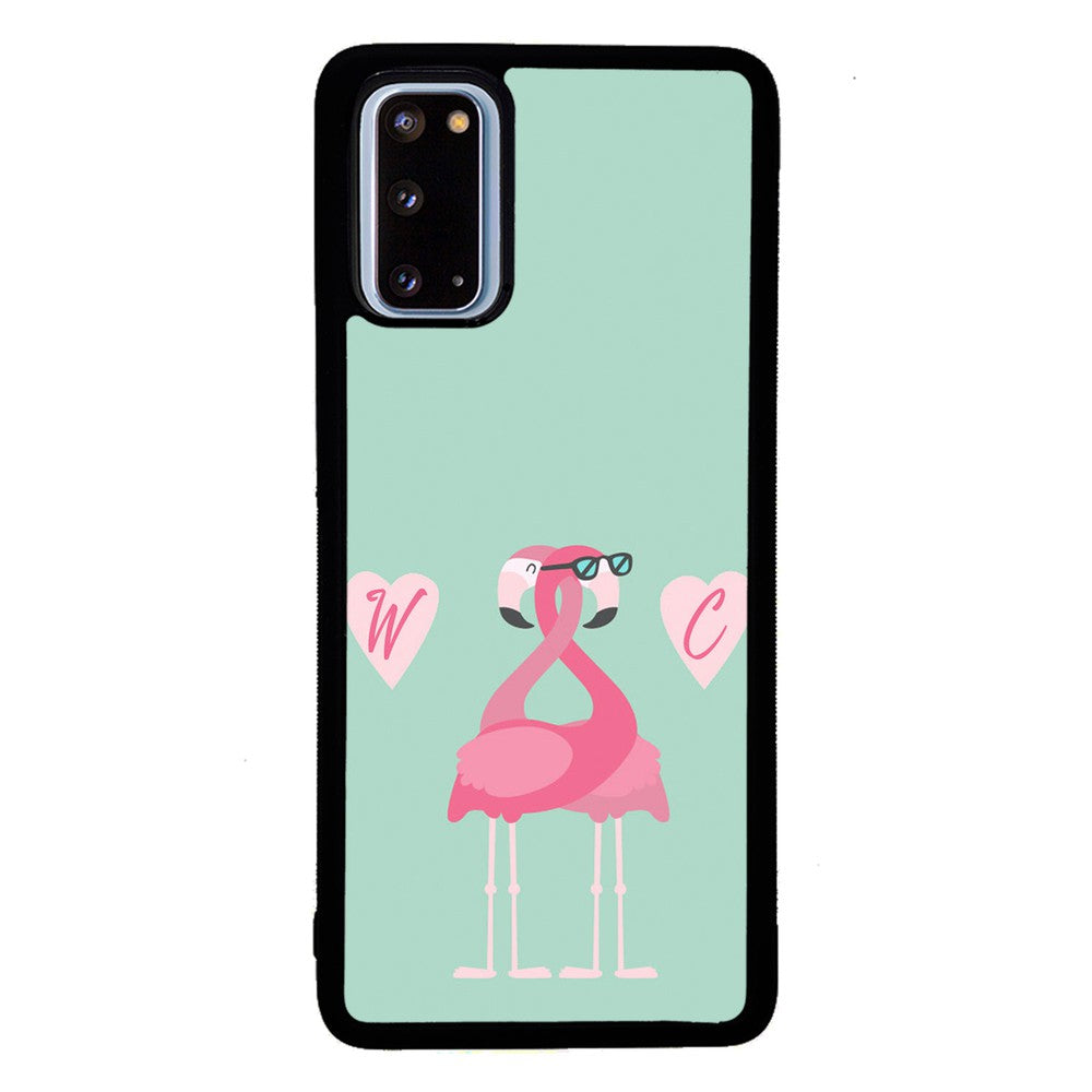 Flamingos In Love Double Initial | Samsung Phone Case