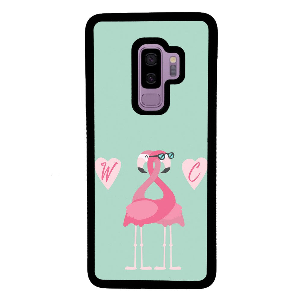 Flamingos In Love Double Initial | Samsung Phone Case