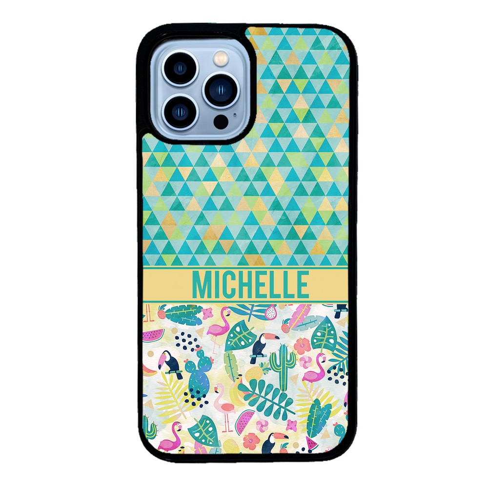 Flamingo Toucan Triangle Personalized | Apple iPhone Case