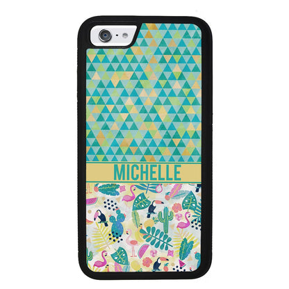 Flamingo Toucan Triangle Personalized | Apple iPhone Case