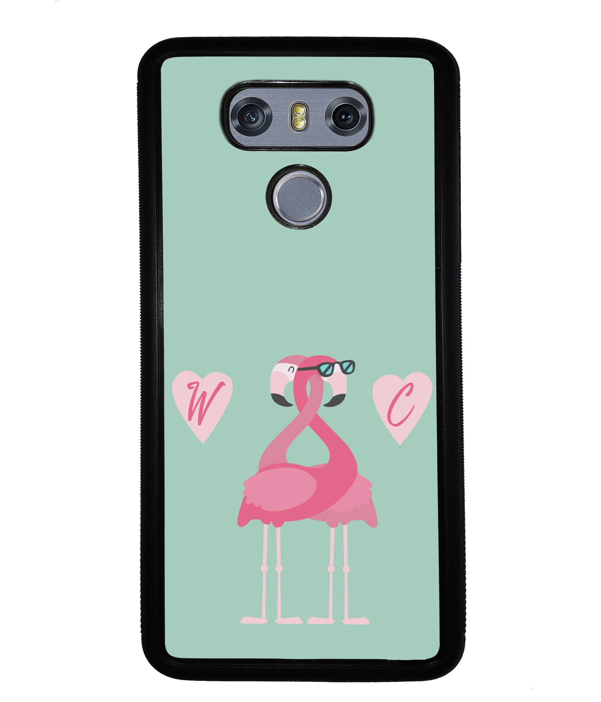 Flamingos In Love Double Initial | LG Phone Case