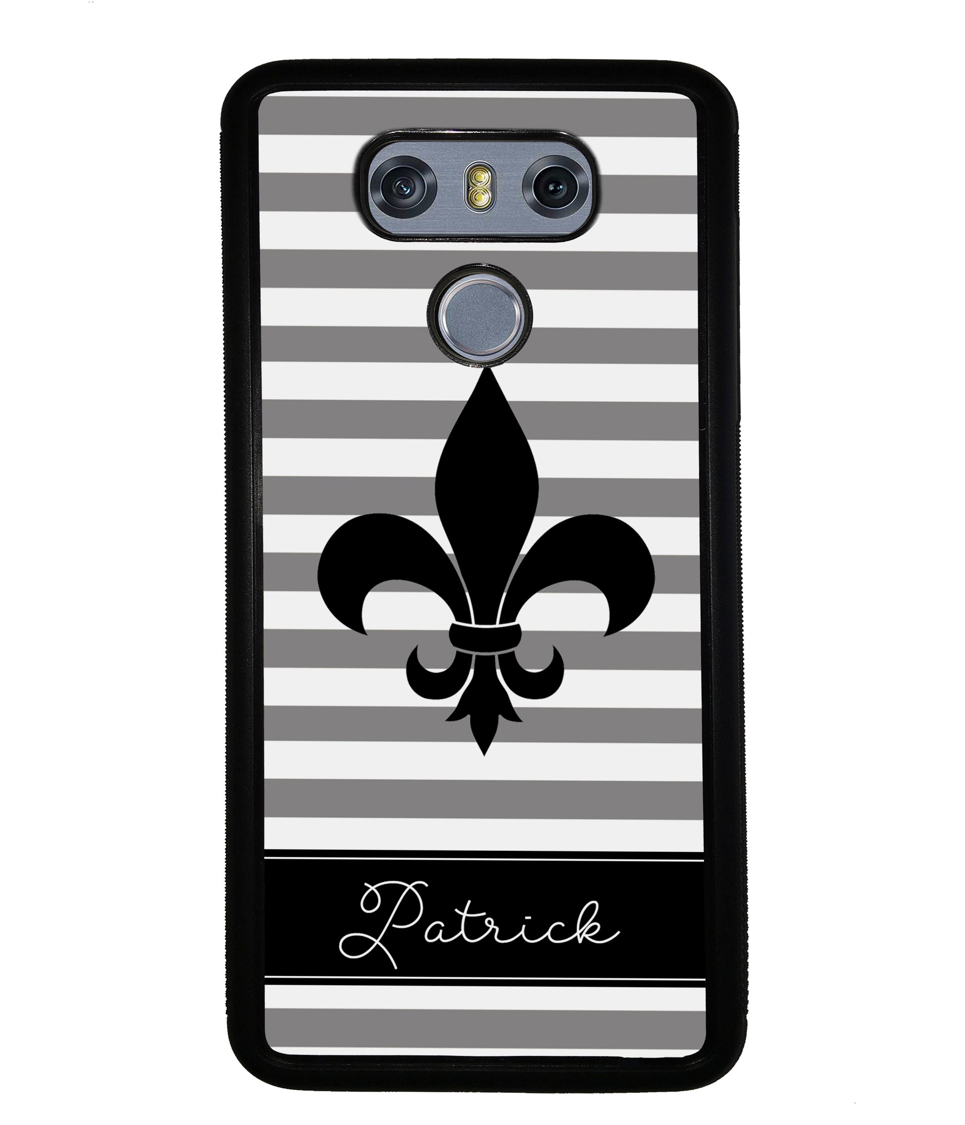 Black and Gold Fleur De Lis Personalized | LG Phone Case