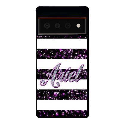 Purple Silver Glitter Bars Personalized | Google Phone Case