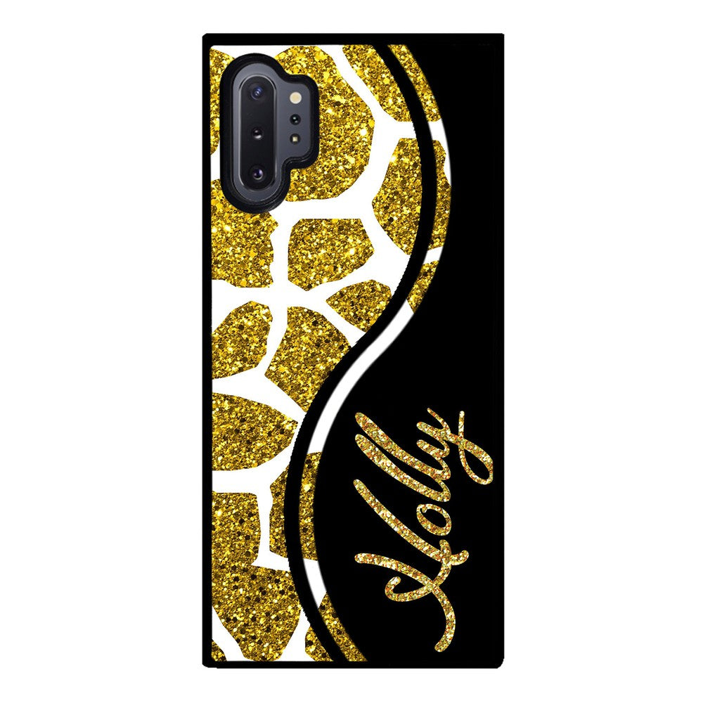 Gold Glitter Giraffe Curvy Personalized | Samsung Phone Case